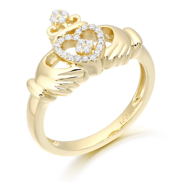 9ct Gold CZ Claddagh Ring - CL48