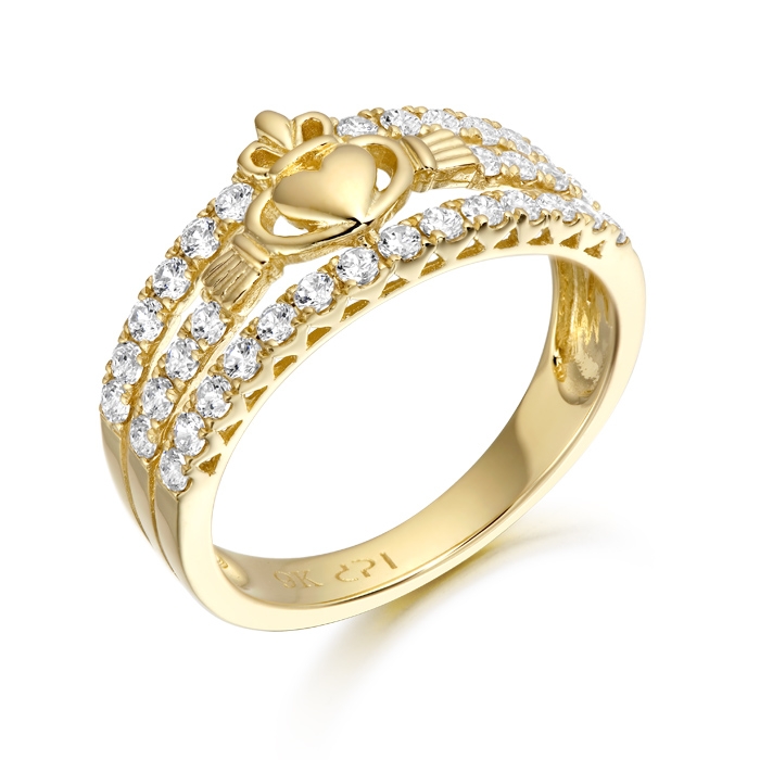Claddagh Dress Ring studded with Micro Pave CZ Stone Setting - CL31