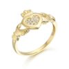 9K Gold CZ Claddagh Ring with Micro Pave Stone Setting - CL33