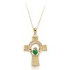 9ct Gold CZ Emerald Claddagh Cross combined with Celtic Knot Design C126G