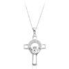 9ct White Gold Claddagh cross Pendant Studded with Cubic Zirconia is designed to be an elegant expression of faith, Love, Friendship and Loyalty - C125W