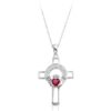 9K White Gold CZ Claddagh Cross with CZ Ruby - C125WR