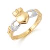 9ct Two Tone Claddagh Ring with Rhodium plated Heart and combined with Celtic Knot Design - CL12