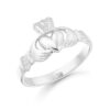 9ct White Gold Ladies Plain Claddagh Ring with Puffed Heart - CL5W