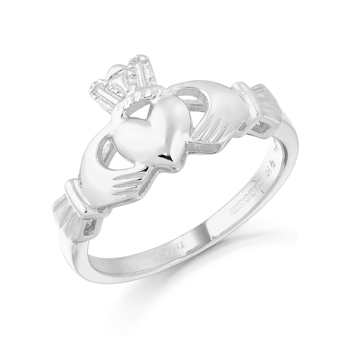 9ct Plain White Gold Ladies Claddagh Ring - CL6W