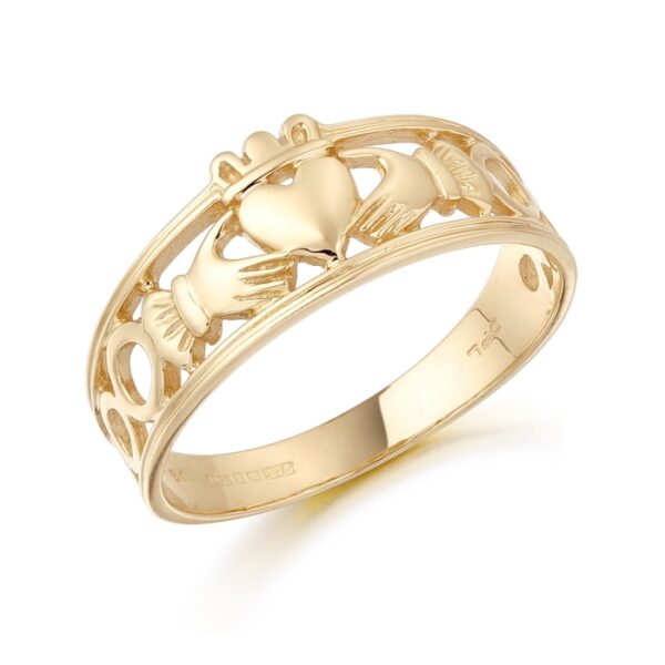 9ct Gold Ladies Claddagh Ring combined with Celtic Knot Design - CL19