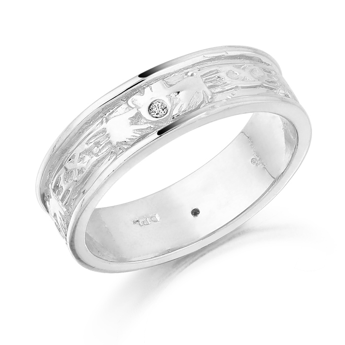 White Gold Unisex Claddagh Wedding Ring - CL23W