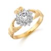 9ct Gold Ladies CZ Claddagh Ring - D36