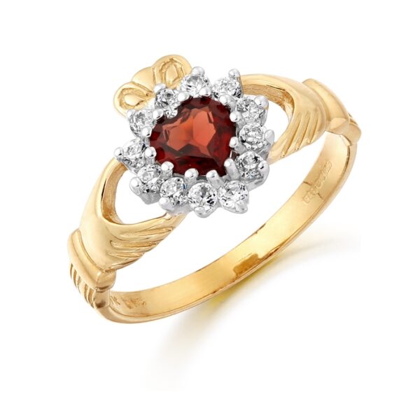 9ct Gold Ladies CZ Garnet Ring - D36GAR