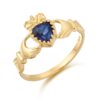 9ct Gold CZ Gemstone Sapphire Claddagh Ring - D35S