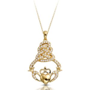 9ct Gold Claddagh Pendant-P017