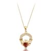 9ct Gold Garnet Claddagh Pendant studded with Micro Pavé CZ Stone setting _ P188GAR