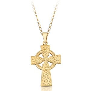 Celtic Cross Pendant made of 9ct Gold with clean lines and soft curves.