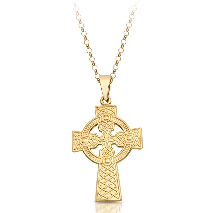 Celtic Cross Pendant made of 9ct Gold with clean lines and soft curves.