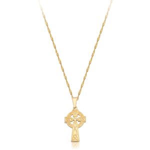 9ct Gold Celtic Cross Pendant ideal for Men and Women.