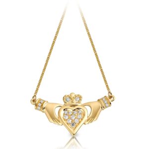 9ct Gold Claddagh Necklace Pendant-P038
