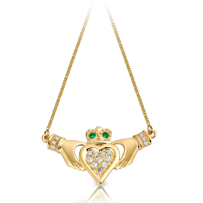 9ct Gold Necklace style Claddagh Pendant is a classic piece of Irish Jewellery - P038G