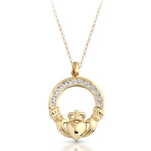 9ct Gold Claddagh Pendant-P014