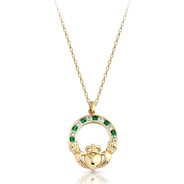 Sterling Silver Emerald Claddagh Cross Necklace – Aeon Jewellery