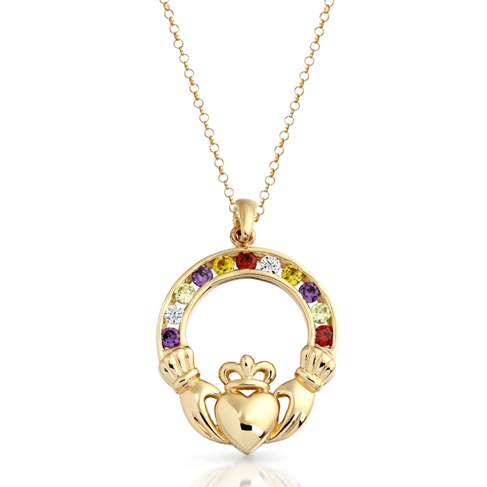 Claddagh Pendant studded with Multicolour CZ.