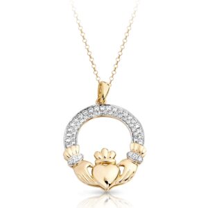 9ct Gold Claddagh Pendant-P018