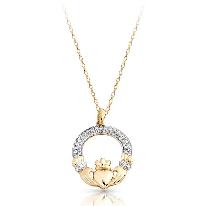 9ct Gold Claddagh Pendant, elegant and timeless, this stunning Irish Jewellery - P018S
