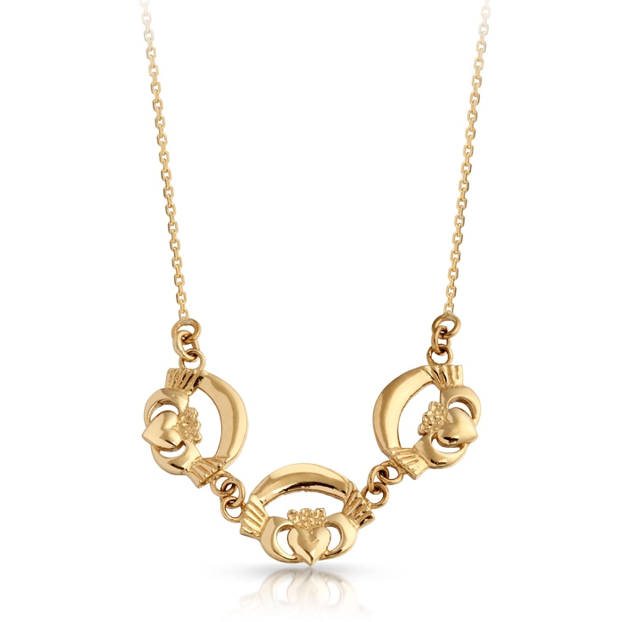 9ct Gold Claddagh Pendant reveals a sleek and modern style encapsulating the beaut of Irish Heritage - P02