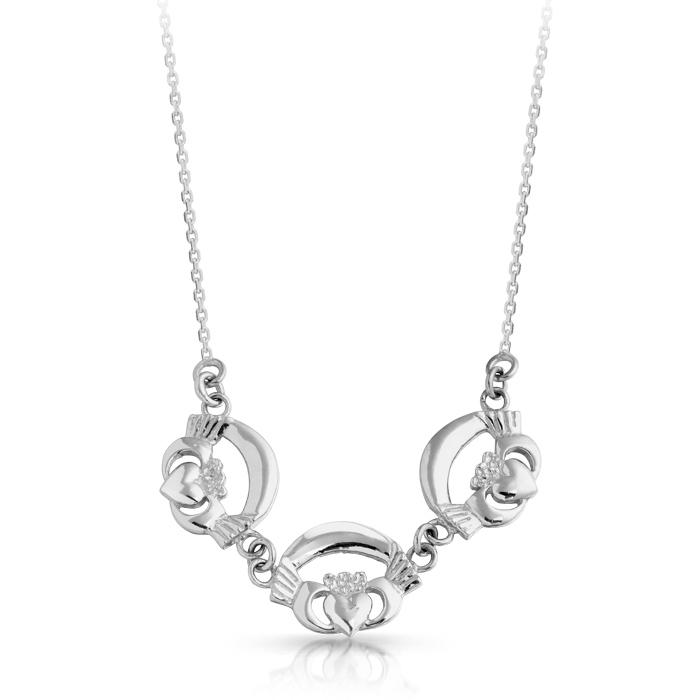 9ct White Gold Claddagh Necklace will dress up your look for every occasion - P02W