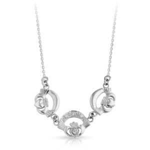 9ct White Gold Claddagh Necklace Pendant - P03W