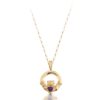 9ct Gold Kids Claddagh Pendant studded with CZ Amethyst.