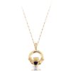 9ct Gold Kids Claddagh pendant studded with CZ Sapphire.
