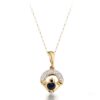 9ct Gold Ladies Claddagh Pendant studded with sparkling CZ and Sapphire - P187S