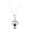 9ct White Gold Ladies Claddagh Pendant studded with sparkling CZ and Emerald - P187GW