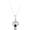 9ct White Gold Ladies Claddagh Pendant studded with sparkling CZ and Sapphire P187SW