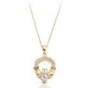 9ct Gold Claddagh Pendant enriched with CZ Micro Pavé stone setting - P188
