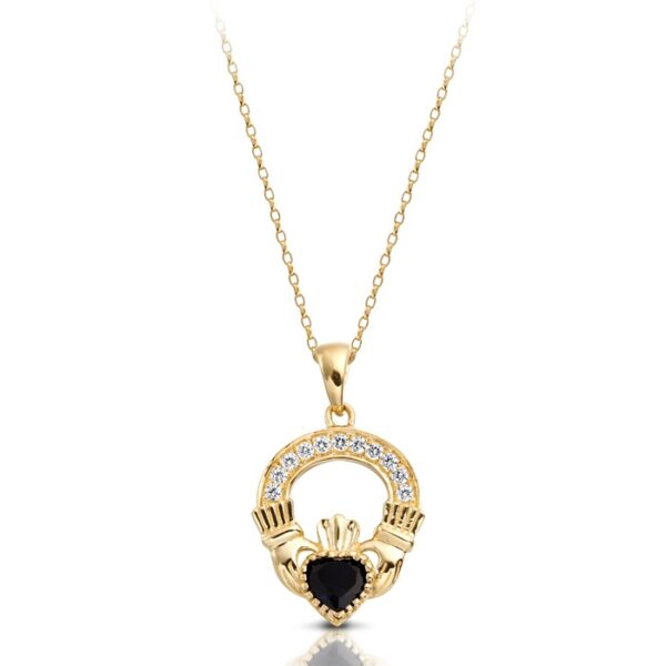 9ct Gold Sapphire Claddagh Pendant - P188S