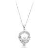 9ct White Gold Claddagh Pendant studded with Micro pavé Cubic Zirconia - P188W