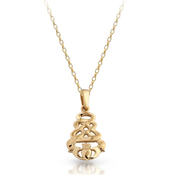 9ct Gold Claddagh Pendant with Celtic Knot Design _P32