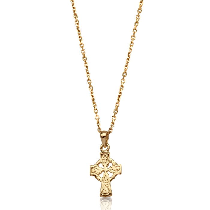 9K Gold Celtic Cross made in Ireland.