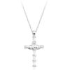 9ct White Gold Claddagh Cross Pendant studded with Cubic Zirconia Baguettes - P211W