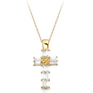 9ct Gold Celtic Cross studded with Baguette shape CZ.