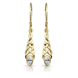 9ct Gold CZ Celtic Earrings-E035