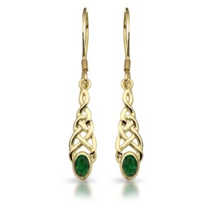 9ct Gold CZ Celtic Earrings-E035G