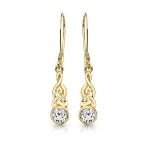 9ct Gold CZ Celtic Earrings-E036