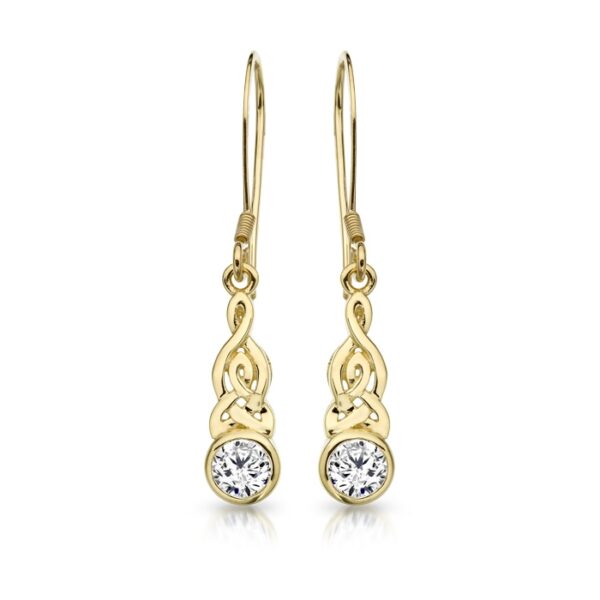 9K Gold CZ Celtic Earrings.