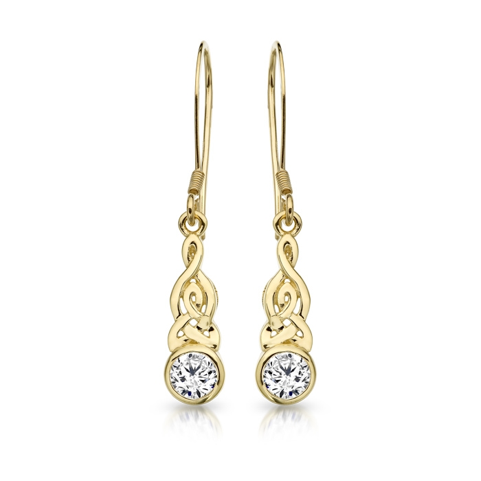 9K Gold CZ Celtic Earrings.