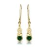 9K Gold Celtic Earrings studded with CZ Emerald.