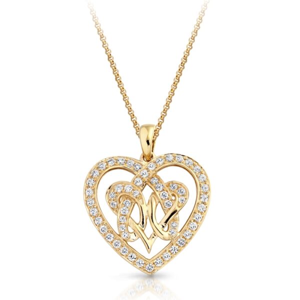 9ct Gold Heart Shape CZ Celtic Pendant Studded with Micro Pavé CZ Stone setting for extra sparkle - P013