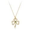 9ct Gold CZ Shamrock Celtic Pendant studded with Micro Pavé CZ Stone setting and Emerald Green CZ takes the centre stage - P019S