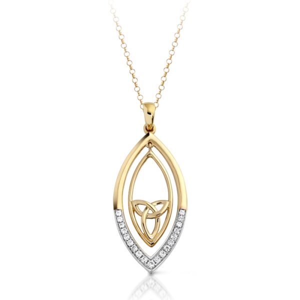 9ct Gold Trinity Knot Celtic Pendant set with Micro Pavé CZ Stone Setting - P020